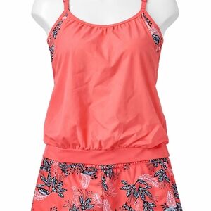 Coral Floral Two-Piece Tankini Swim Set